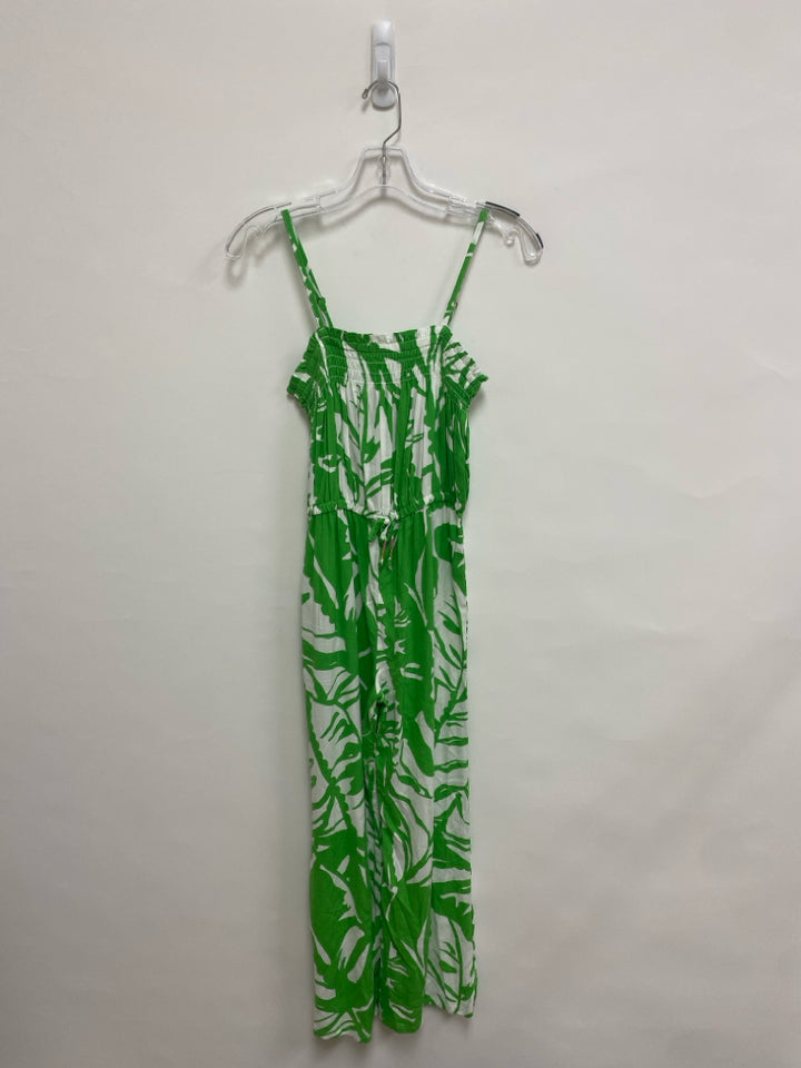 LILLY PULITZER Size L Green White Sleeveless Ladies Jumpsuit