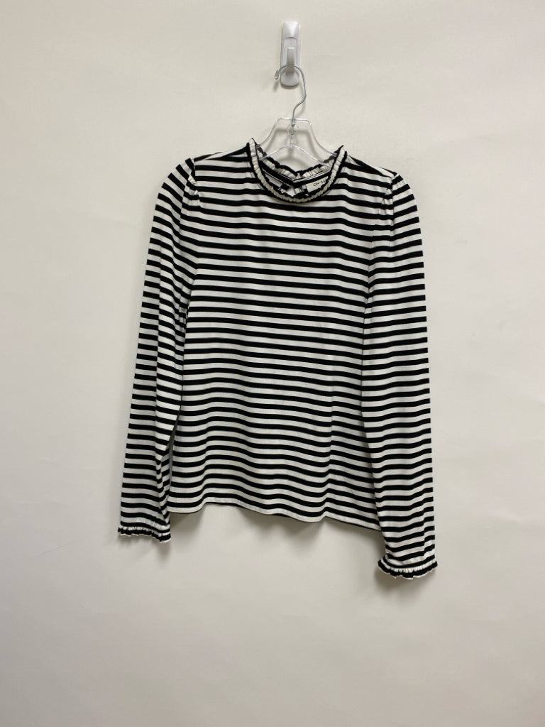 NWT Size M Black/White Stripes Mock Neck Ladies Top