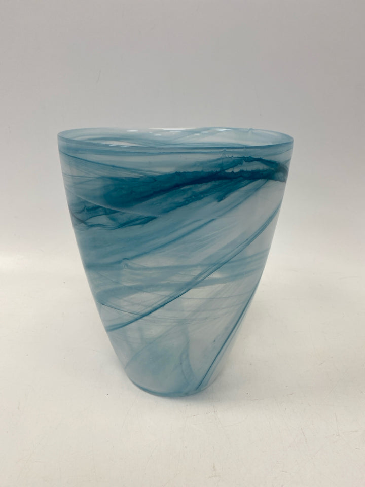 Turquoise Frosted Swirl Glass Vase