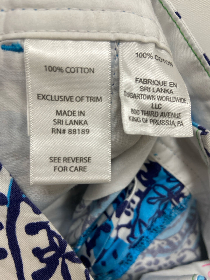 LILLY PULITZER Size 4 Blue White/Navy Floral Ladies Shorts