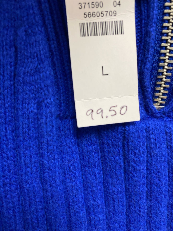 NWT Talbots Size L Blue Ribbed Quarter Zip Ladies Sweater