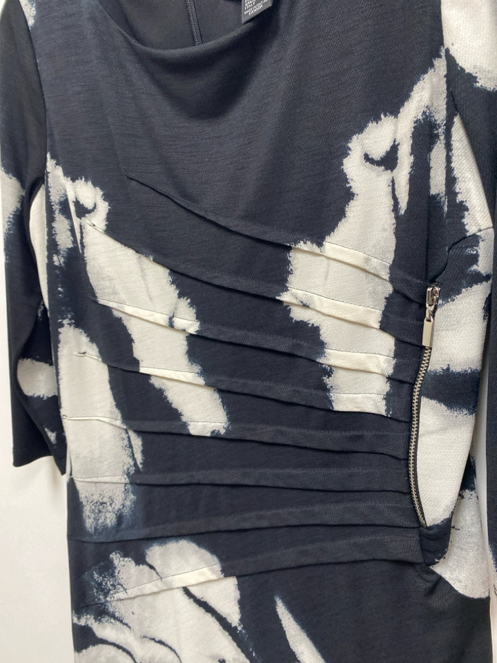 Frank Lyman Size 10 Black White/Gray Abstract Ladies Dress