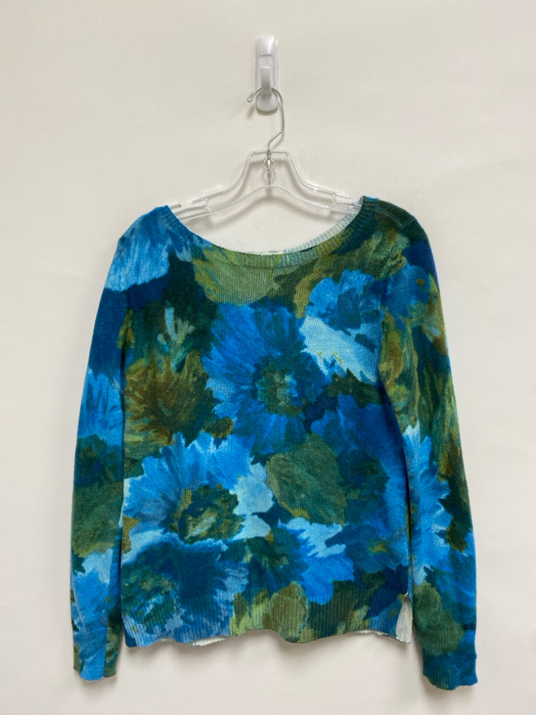 Talbots Size S Blue Green Floral Ladies Sweater