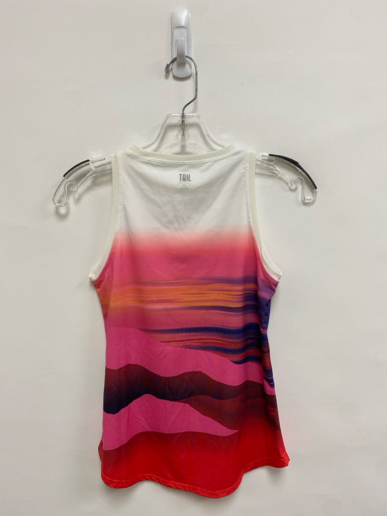 Tail Size XS White/Pink Orange/Red Abstract Sleeveless Athletic Top