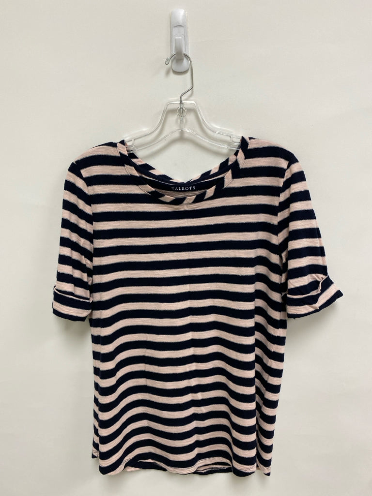 Talbots Size M Navy Pale Pink Striped Ladies Top