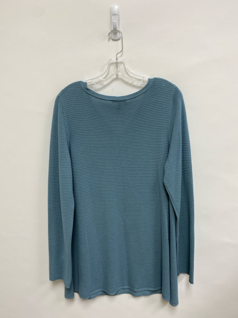 Eileen Fisher Size L Blue Lines V Neck Ladies Sweater