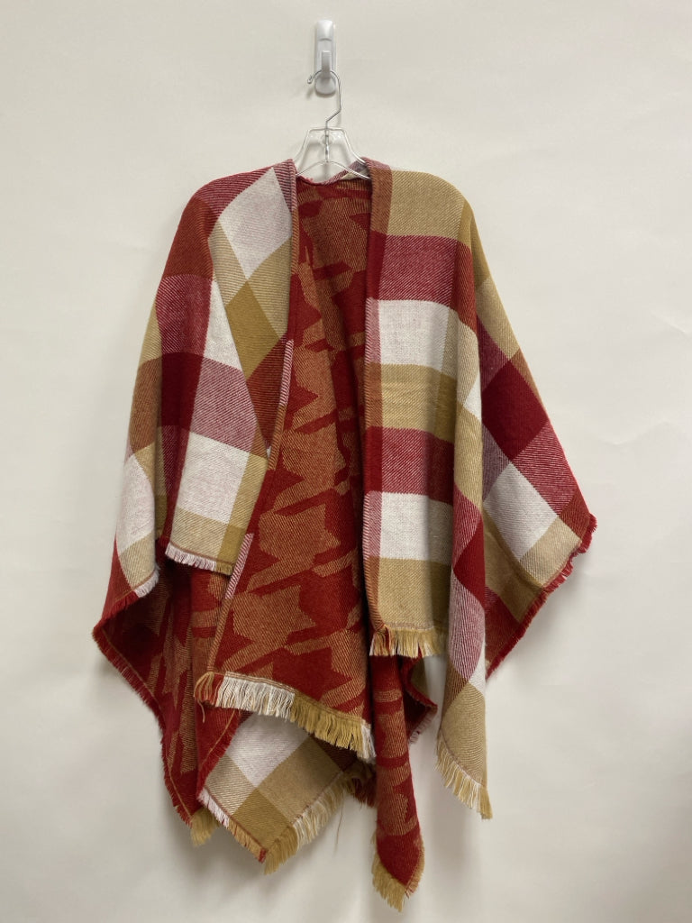 Soft Surroundings Size OSFM Tan Red/White Plaid Fringe Ladies Sweater