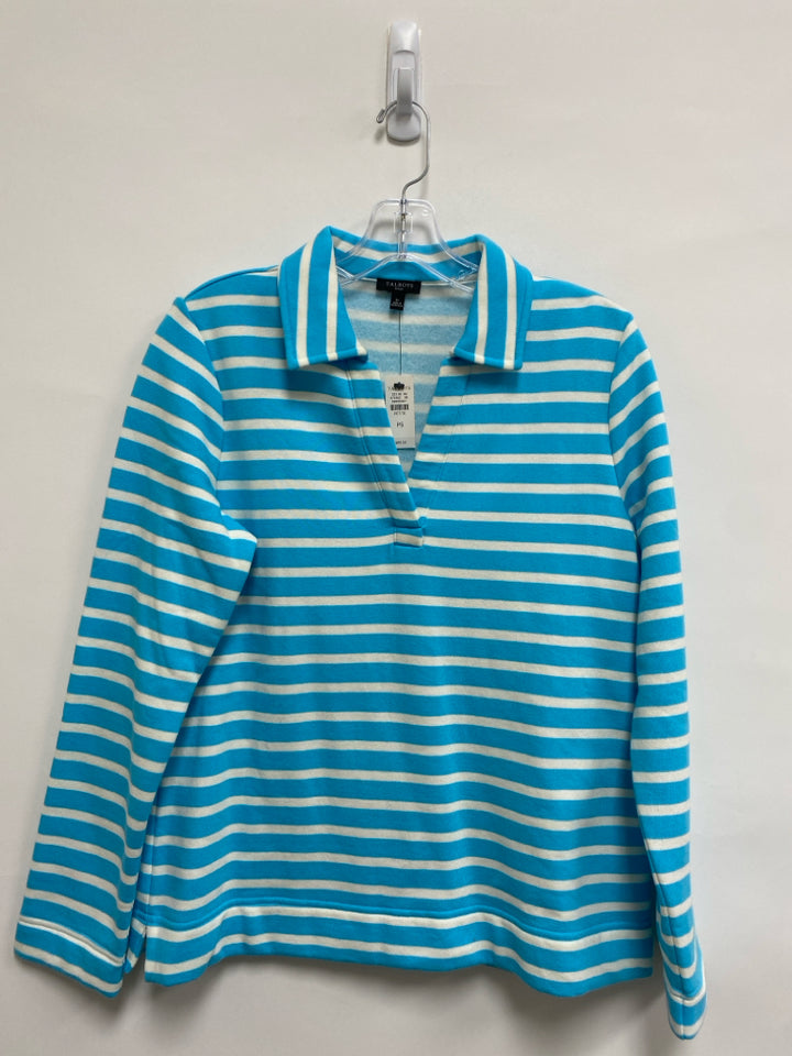 NWOT Talbots Size SP Turquoise White Stripes Petite Top