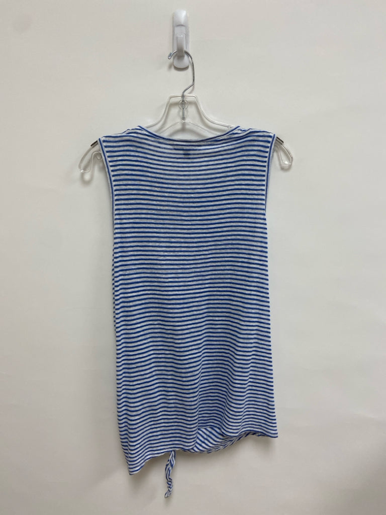 Banana Republic Size M White Blue Striped Sleeveless Ladies Top