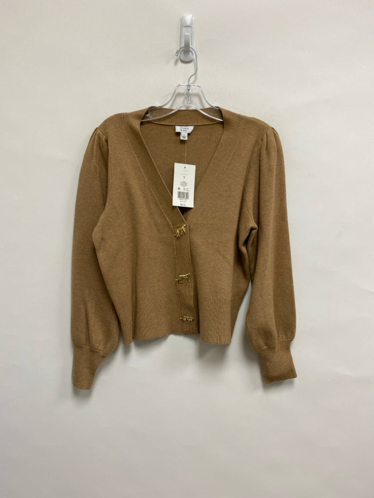 NWT Crown &amp; Ivy Size S Tan Cardigan Ladies Sweater