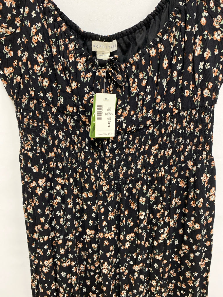 NWT Aeropostale Size M Black/Green Cream/Tan Crinkle Sleeveless Ladies Dress
