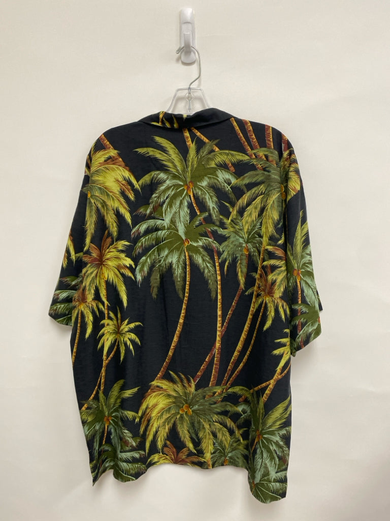 Tommy Bahama Size XL Black Green/Yellow Trees Button Up Men&