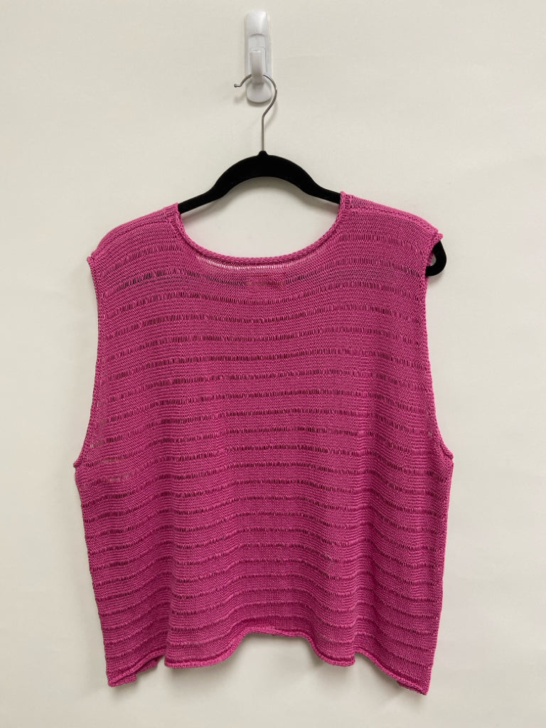 NWT Red Thread Size OSFM Pink Sleeveless Crochet Ladies Sweater
