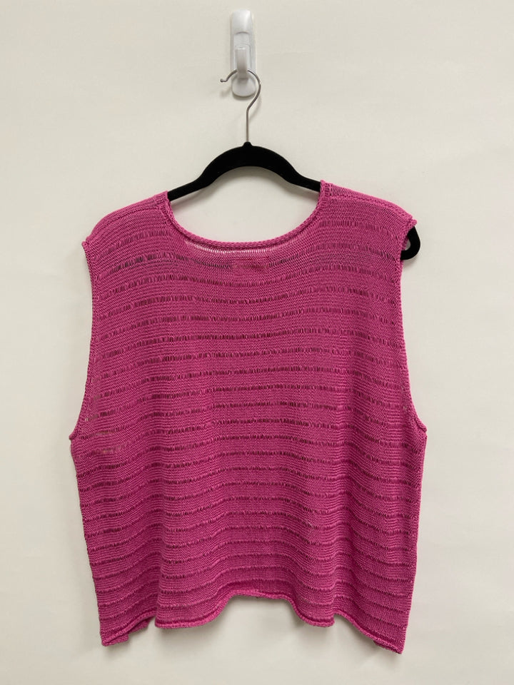 NWT Red Thread Size OSFM Pink Sleeveless Crochet Ladies Sweater