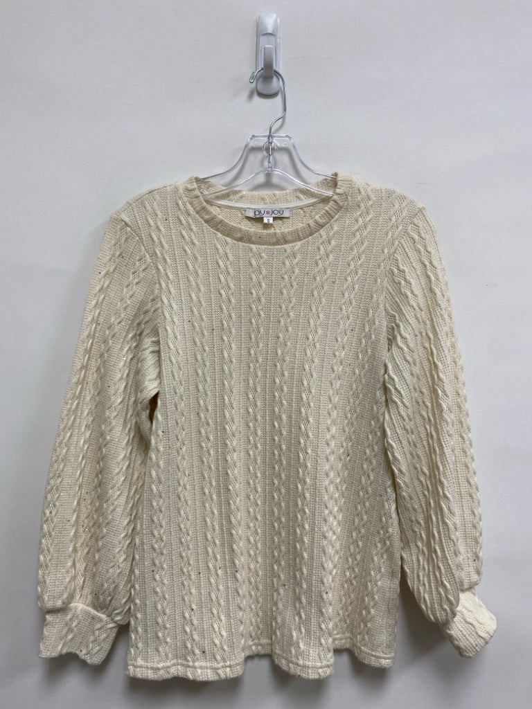 Joy Joy Size S Cream Sparkle Cable Knit Ladies Sweater