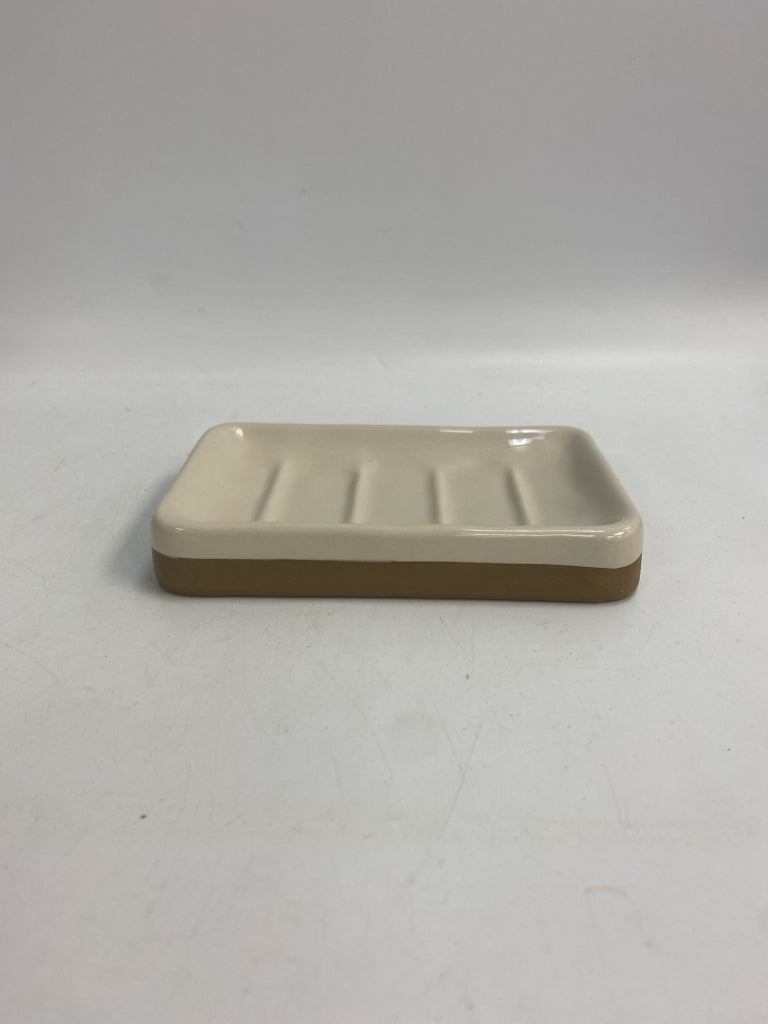 Cream/Brown Ceramic Misc. Bath Item