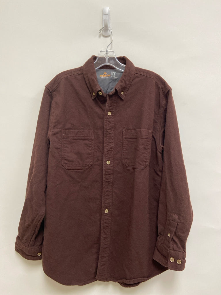 Size L Dark Brown Button Up Men&