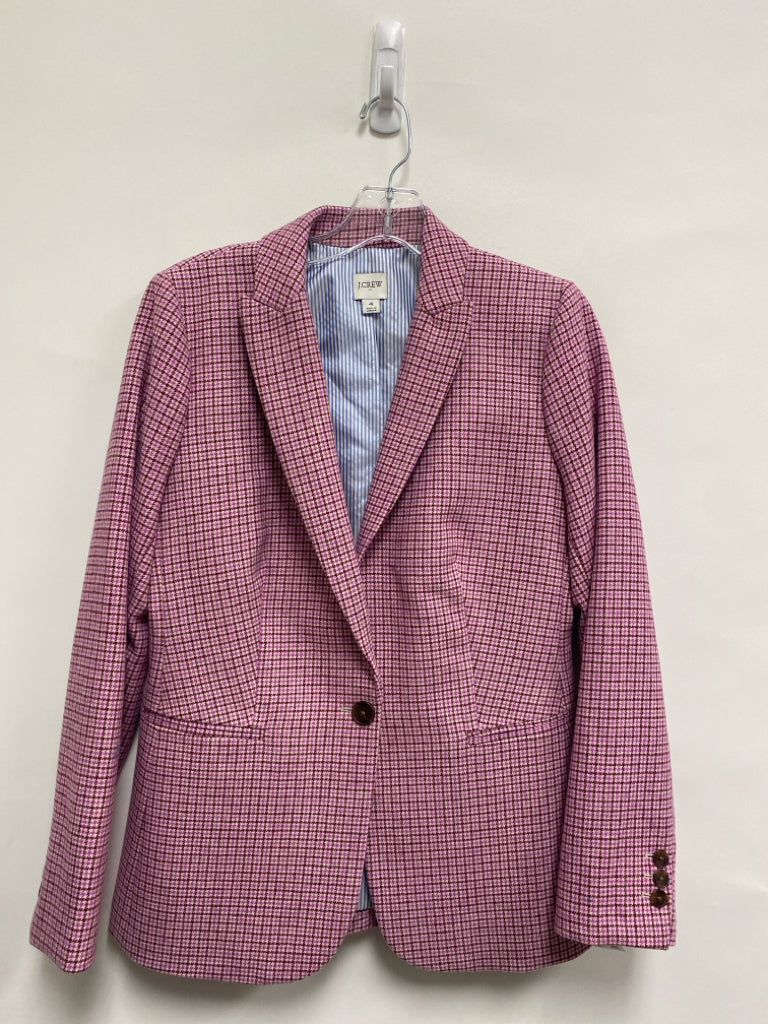 J Crew Size 4 Pink Purple Houndstooth Wool Blend Ladies Jacket