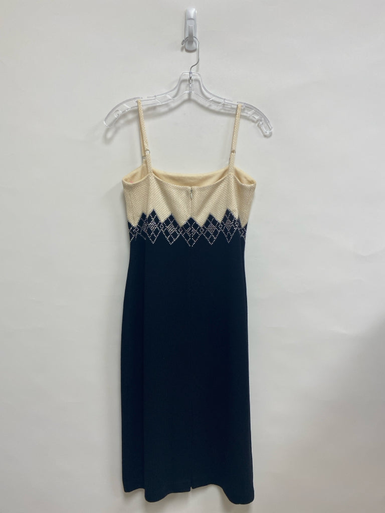 St. John Evening Size 8 Cream/Black Studded Sleeveless Ladies Dress