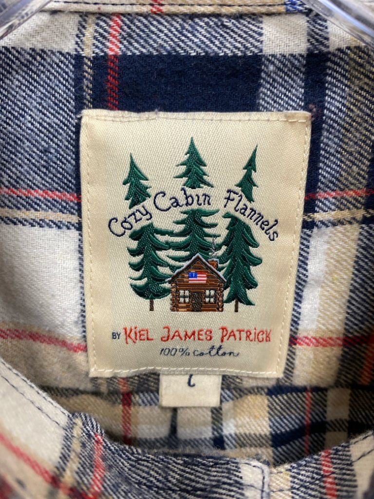 Kiel James Patrick Size L White/Navy Tan/Red Plaid Men&