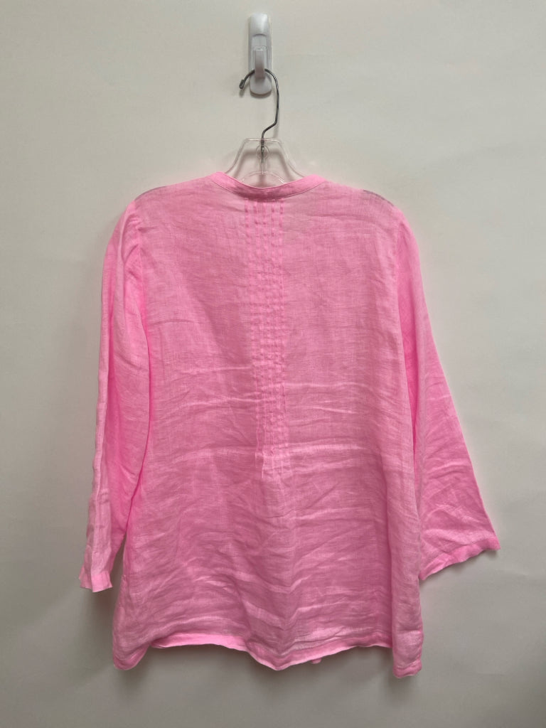 LILLY PULITZER Size M Pink V Neck Linen Ladies Top