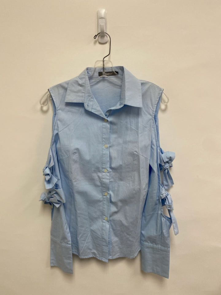 Size S Light Blue Bows Cold Shoulder Ladies Top