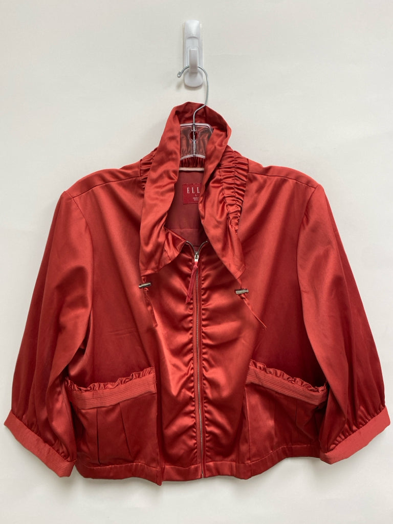 Elle Size L Red Ruffles Zip Down Ladies Jacket