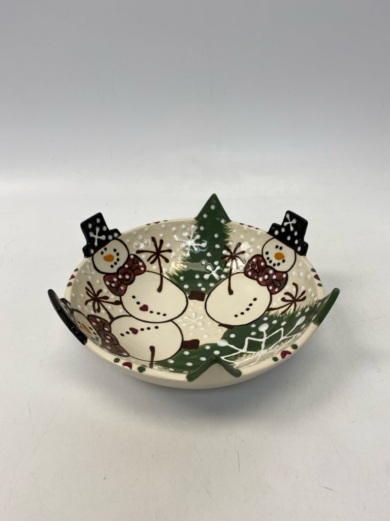 Cream Green Snowman Christmas