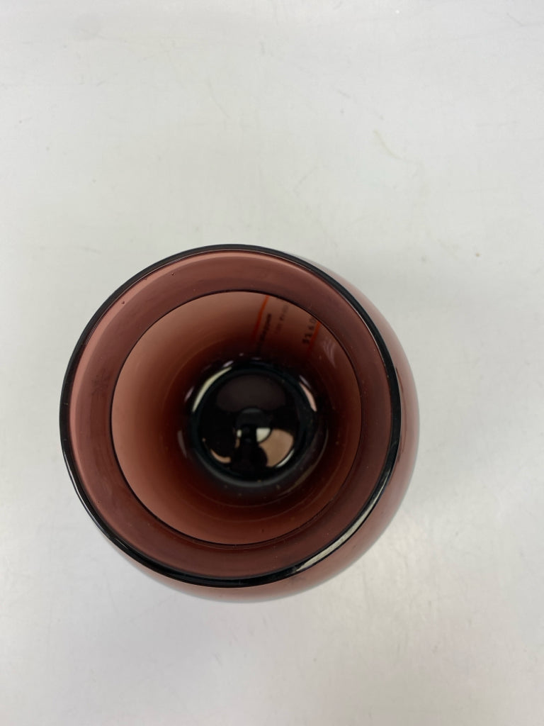 Plum Etched Glass Vase
