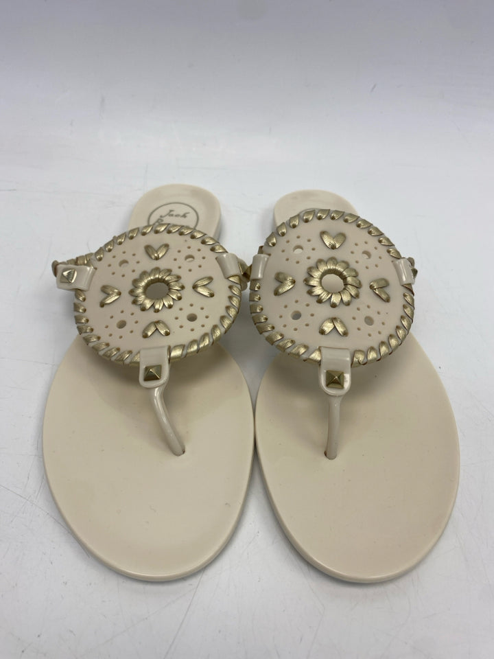 Jack Rogers  Size 9 Cream Gold Jelly Sandals