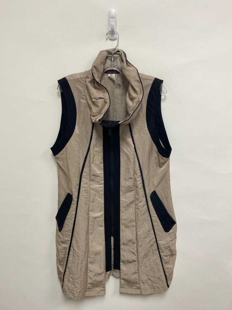 NWT Size XL Taupe Black Trimmed Cowl Neck Ladies Vest