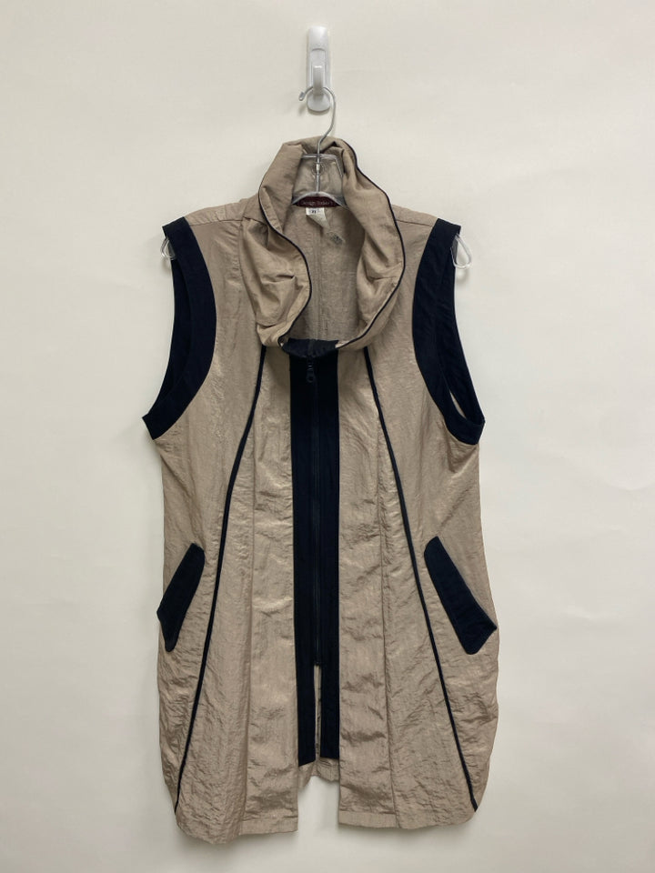 NWT Size XL Taupe Black Trimmed Cowl Neck Ladies Vest
