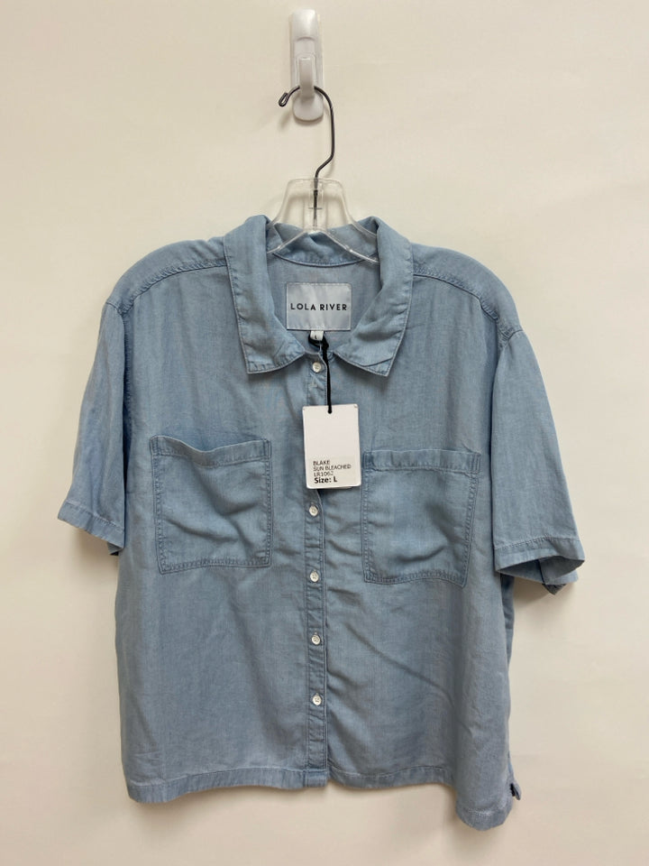 NWT Size L Light Blue Button Up Chambray Ladies Top