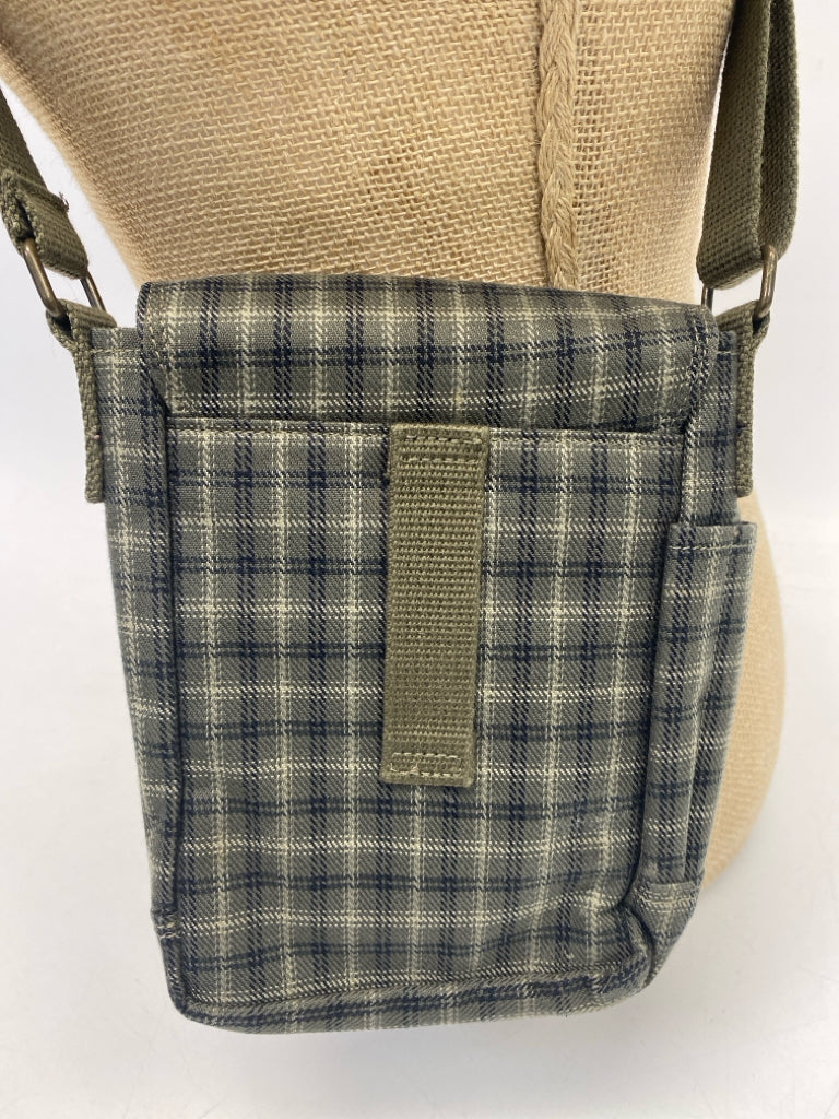 Columbia Olive Tan/Blk Plaid Fabric Crossbody