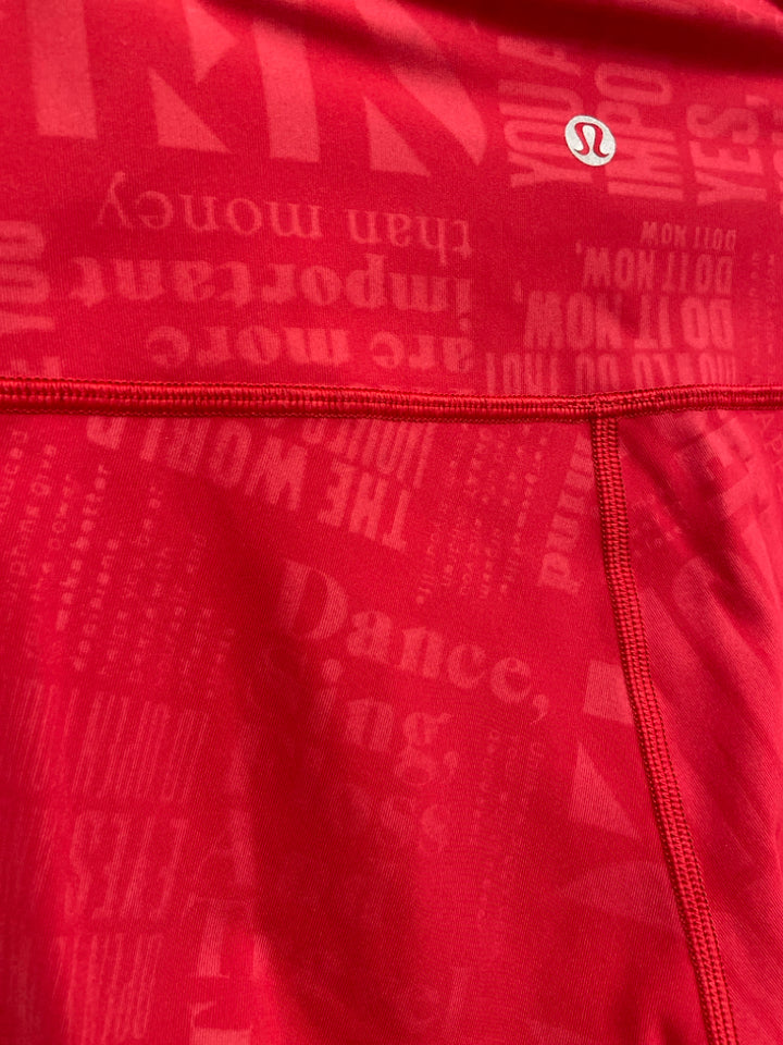 Lululemon Size 6 Red Print Athletic Leggings