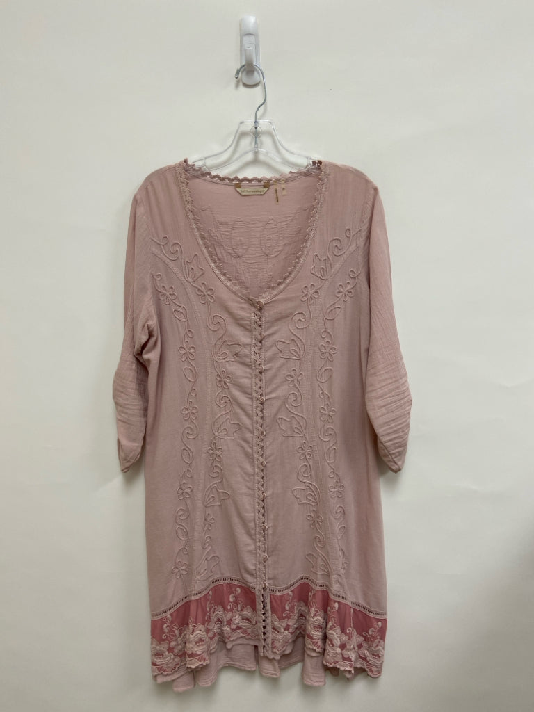 Soft Surroundings Size MP Dusty Pink Piping V Neck Petite Dress