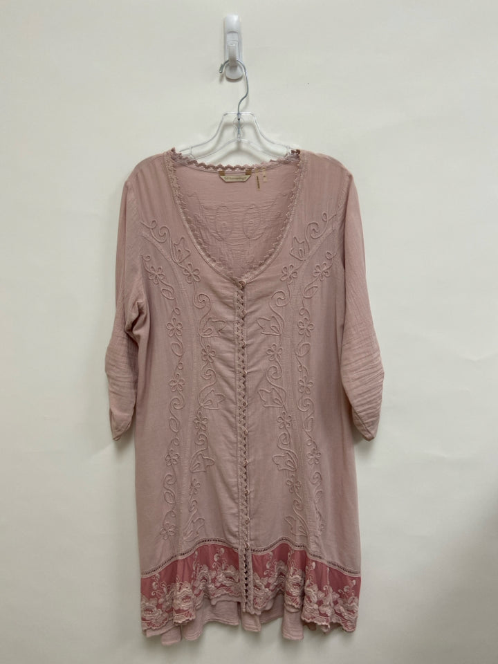 Soft Surroundings Size MP Dusty Pink Piping V Neck Petite Dress