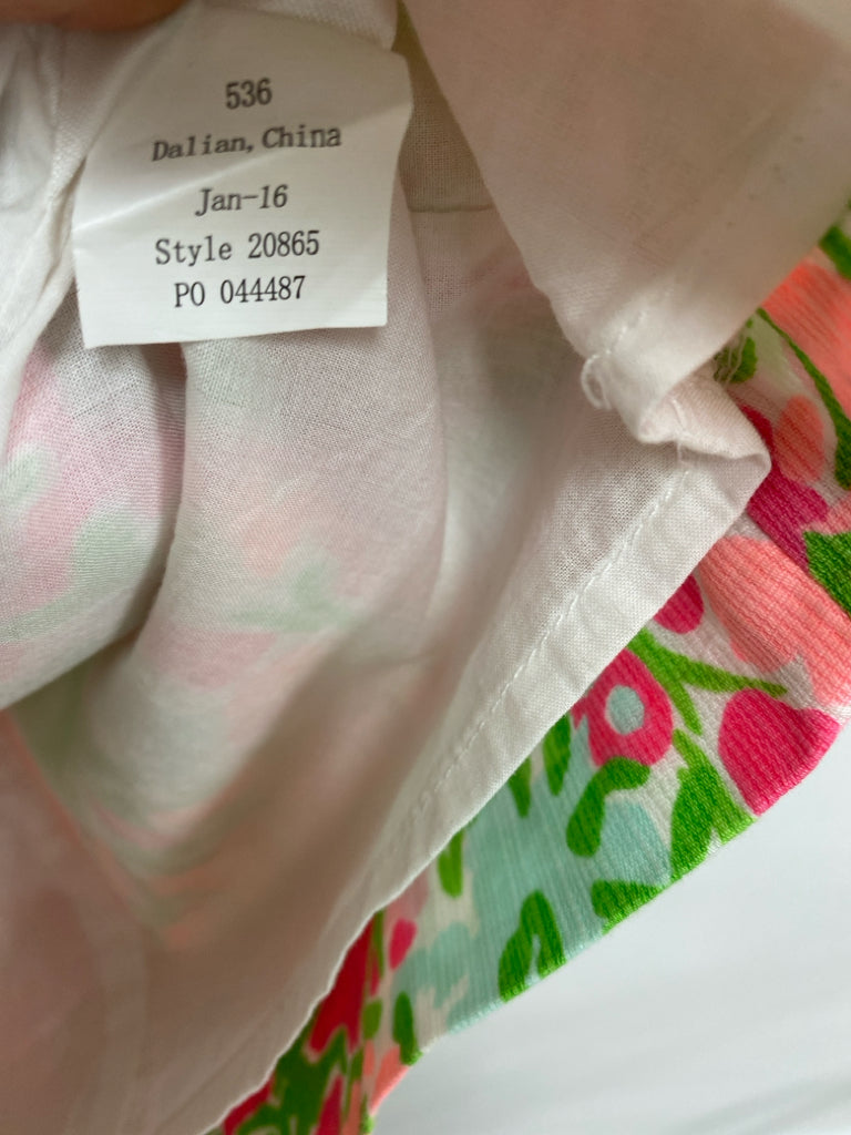 LILLY PULITZER Size 6 Pink Green/White Flowers Sleeveless Ladies Dress