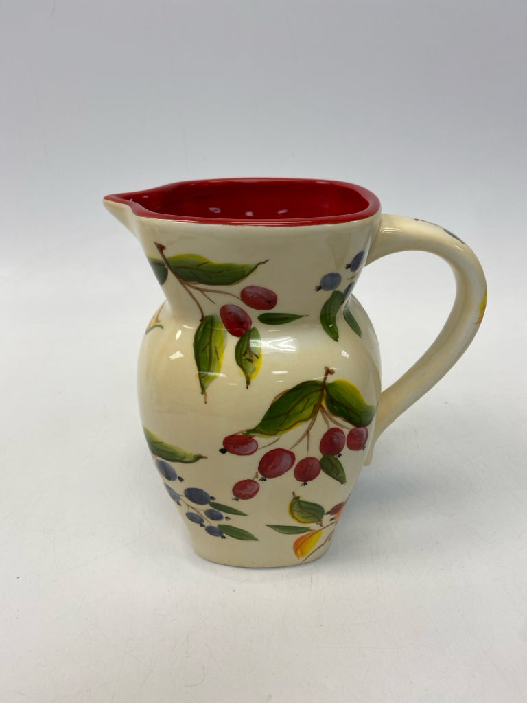 Cream/Red Multi Color Fruit Pitcher