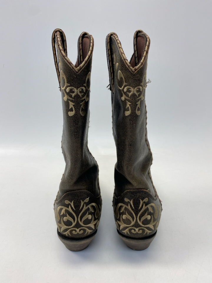 Durango  Size 9 Brown Gold Embroidered Boots