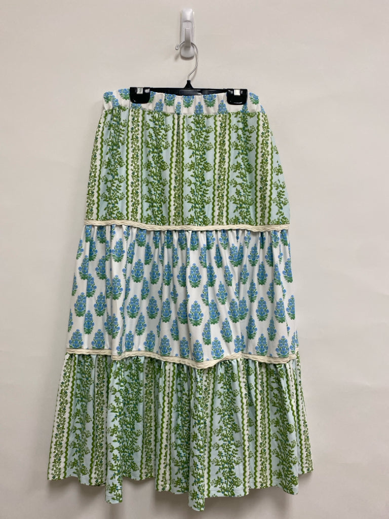 Size L White Green/Blue Floral Maxi Ladies Skirt