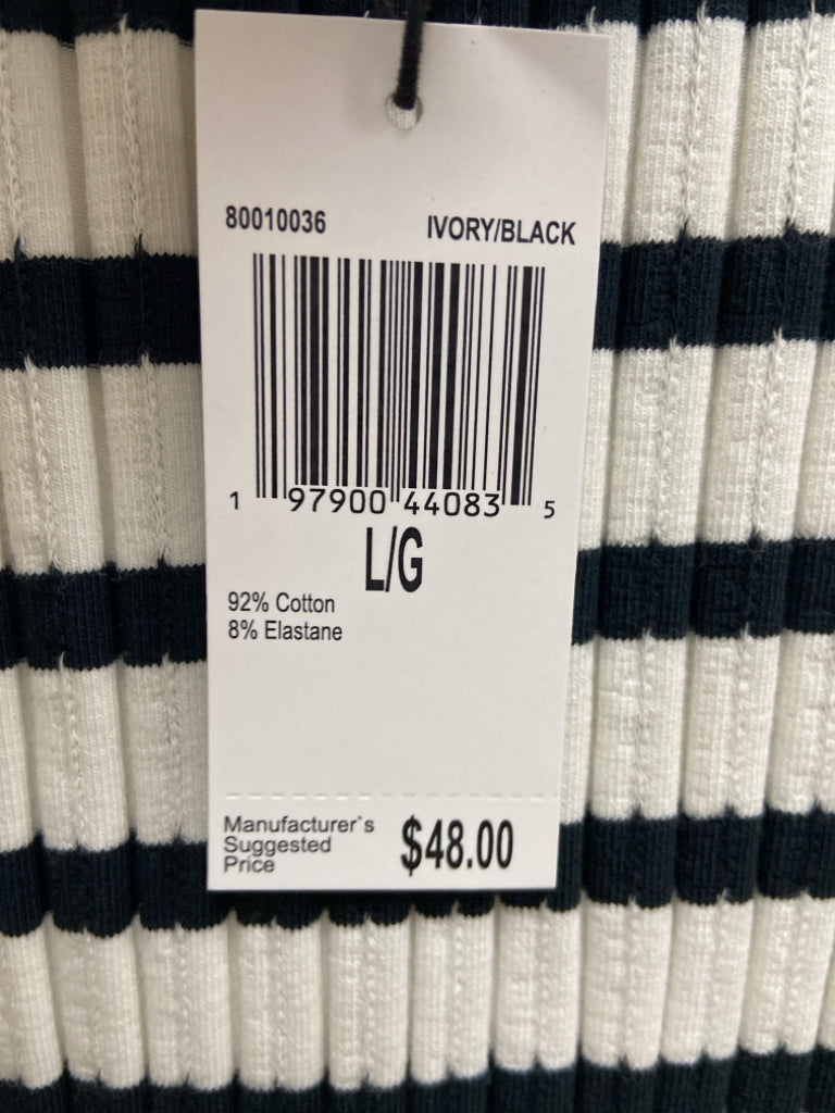 NWT TRUTH BY REPUBLIC Size L White Black Striped Sleeveless Ladies Top