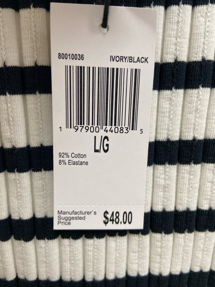 NWT TRUTH BY REPUBLIC Size L White Black Striped Sleeveless Ladies Top