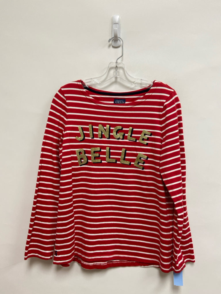 JOULES Size 10 Red/White Stripes Long Sleeve Ladies Top