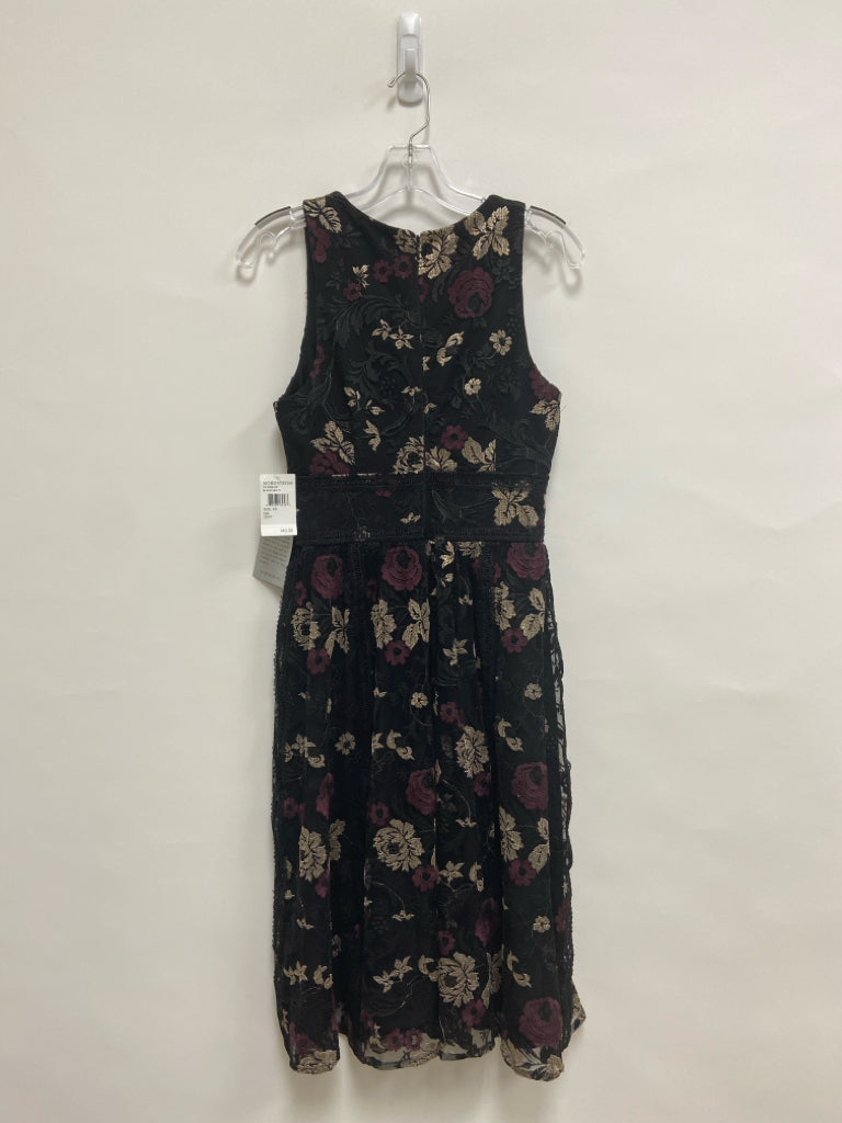 NWT Harlyn Size XS Black Burgundy/Tan Embroidered Sleeveless Ladies Dress