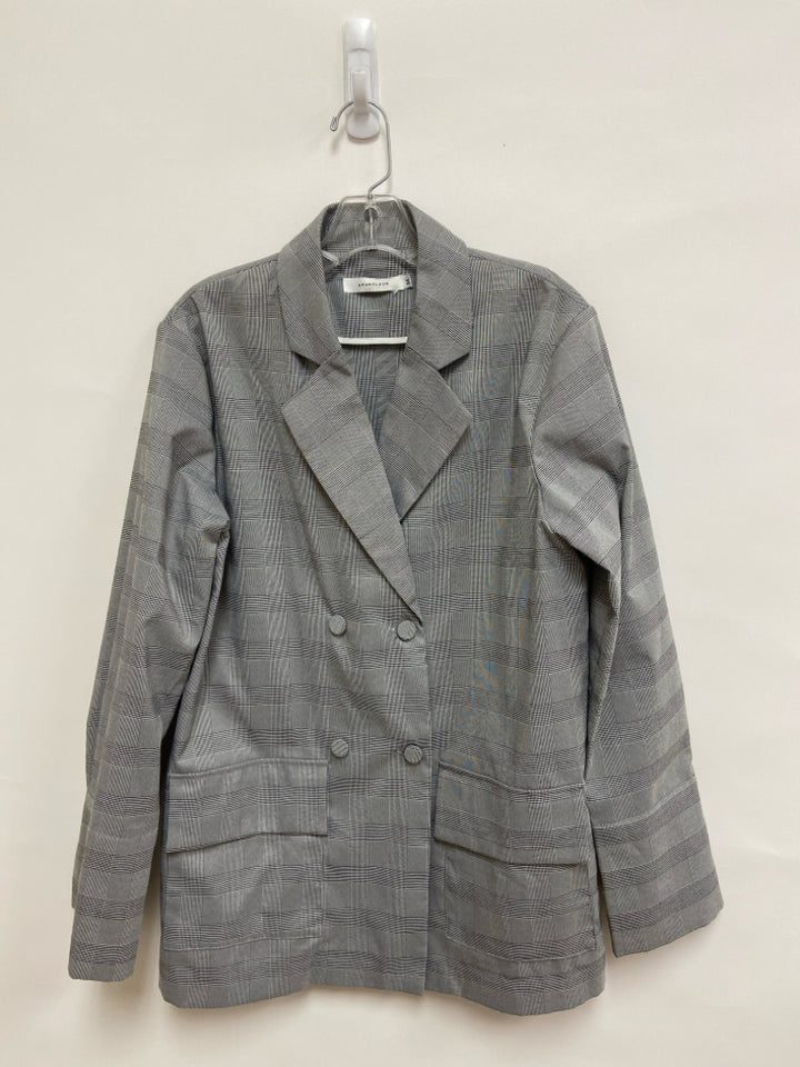 Size M White/Black Plaid Double-Breasted Ladies Jacket