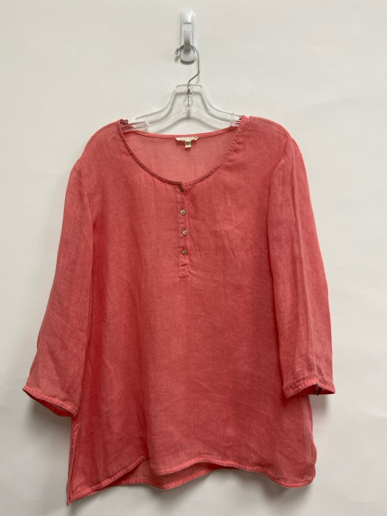 Eileen Fisher Size L Salmon Linen Ladies Top