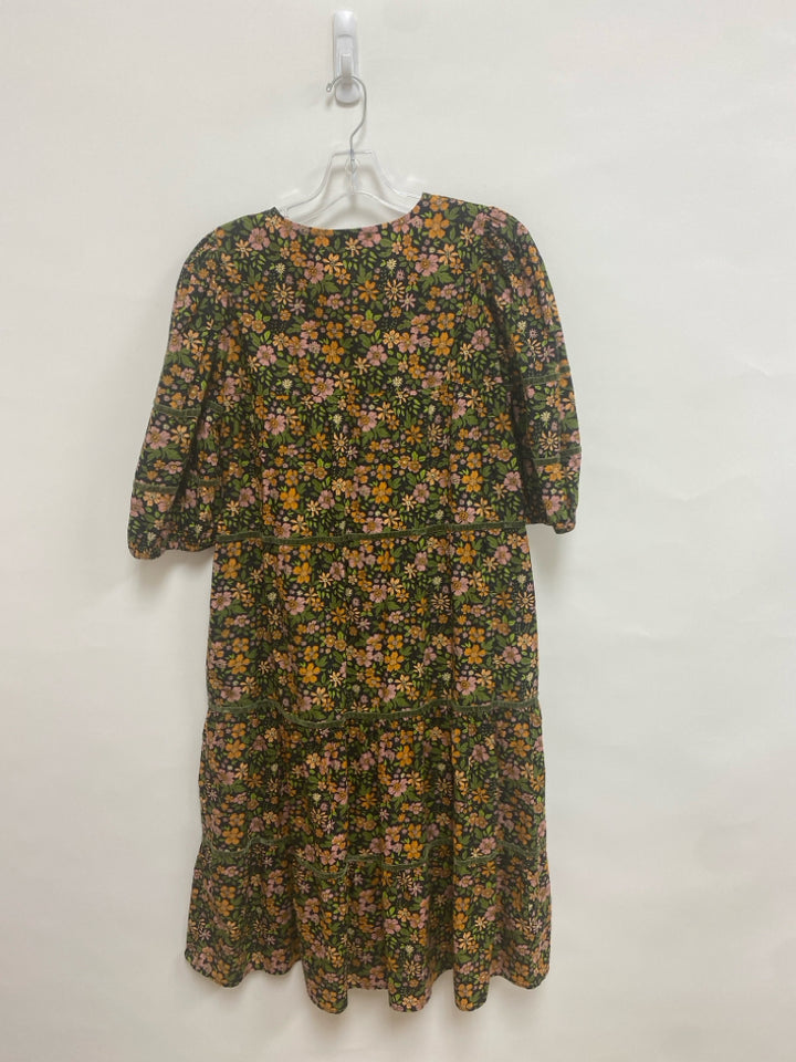 OLIVIA JAMES Size S Black Green/Brown Floral Ladies Dress