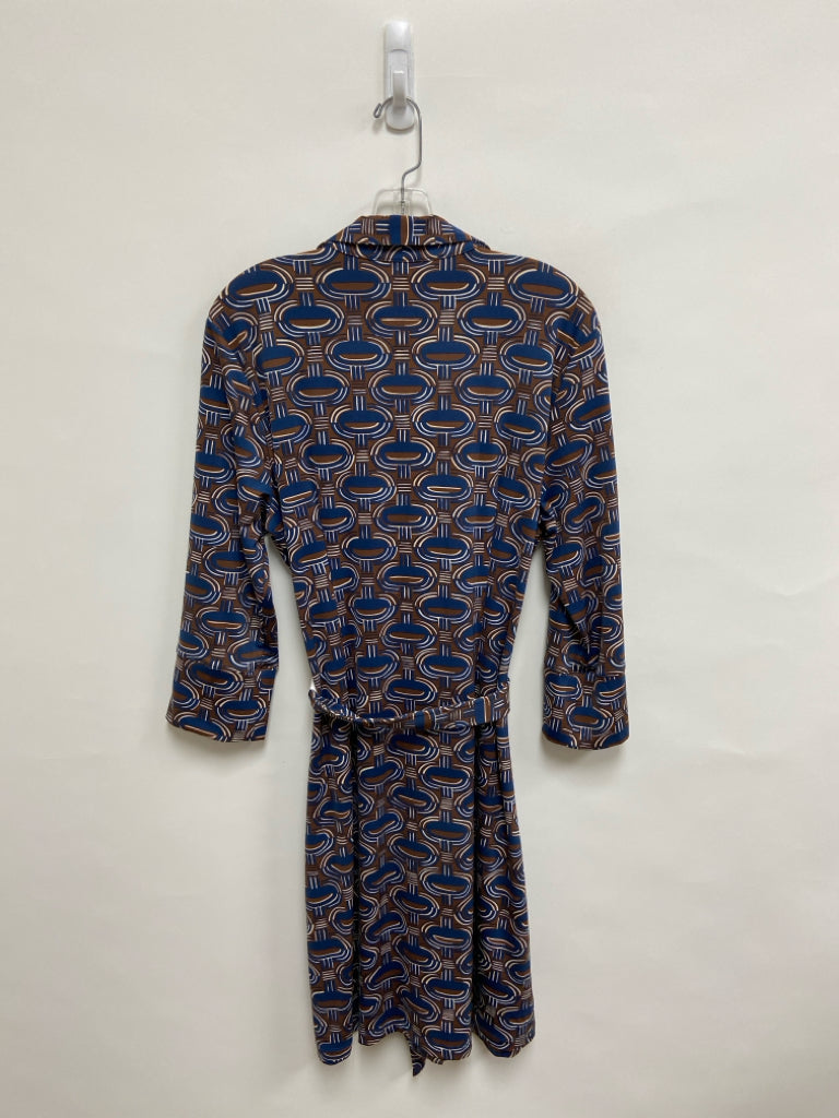J McLaughlin Size XL Navy Brown/Tan Print Ladies Dress