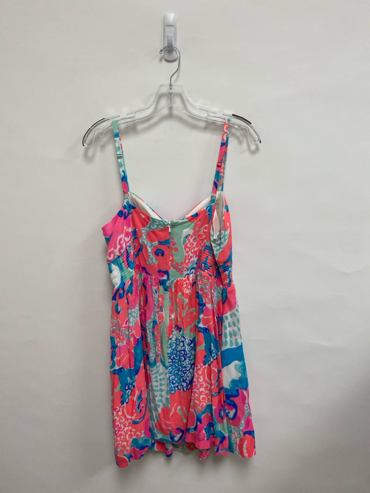 LILLY PULITZER Size 12 Pink/White Blue/Aqua Sleeveless Ladies Dress